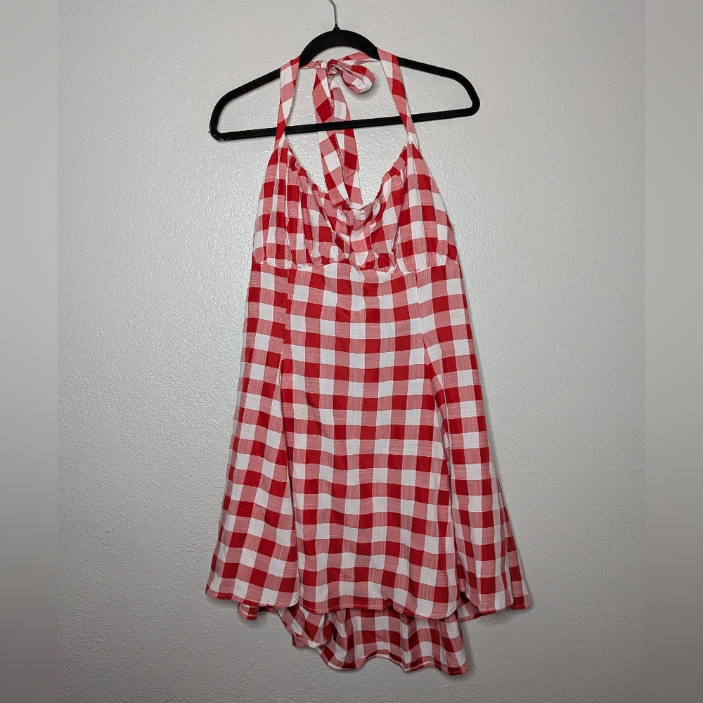 Collectif Red Gingham Retro Pinup Vintage Inspired Milly Halter Mini Dress 18
